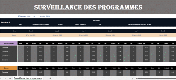 Tableau de suivi des programmes sur Excel pour la gestion de projets